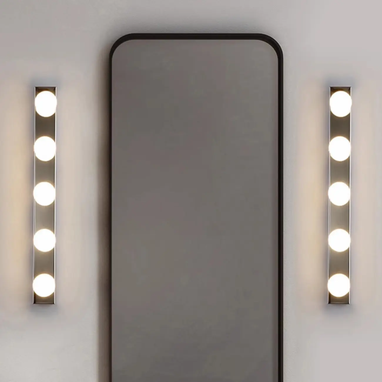 Modern Metal Straight Globe Vanity Light in Black for Bathroom Image - 3 | homeyfad