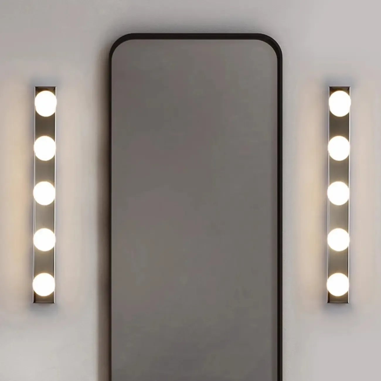 Modern Metal Straight Globe Vanity Light in Black for Bathroom Image - 3