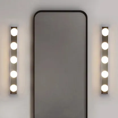 Modern Metal Straight Globe Vanity Light in Black for Bathroom Image - 3