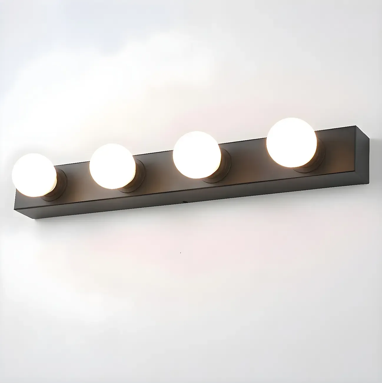 Modern Metal Straight Globe Vanity Light in Black for Bathroom Image - 4