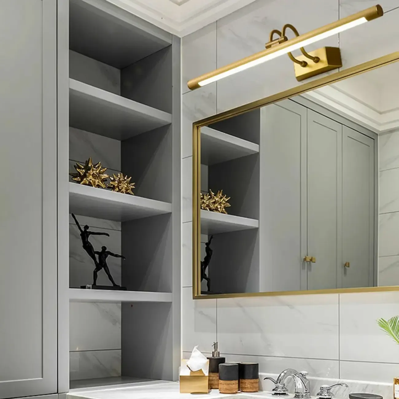 Classic Metal Tube Vanity Light with Integrated LED for Bathroom Image - 3