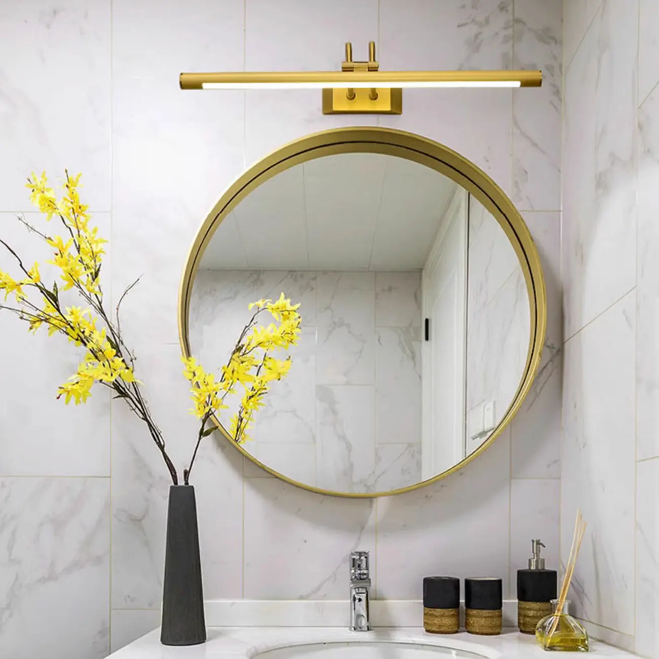 Classic Metal Tube Vanity Light with Integrated LED for Bathroom Image - 4 | homeyfad