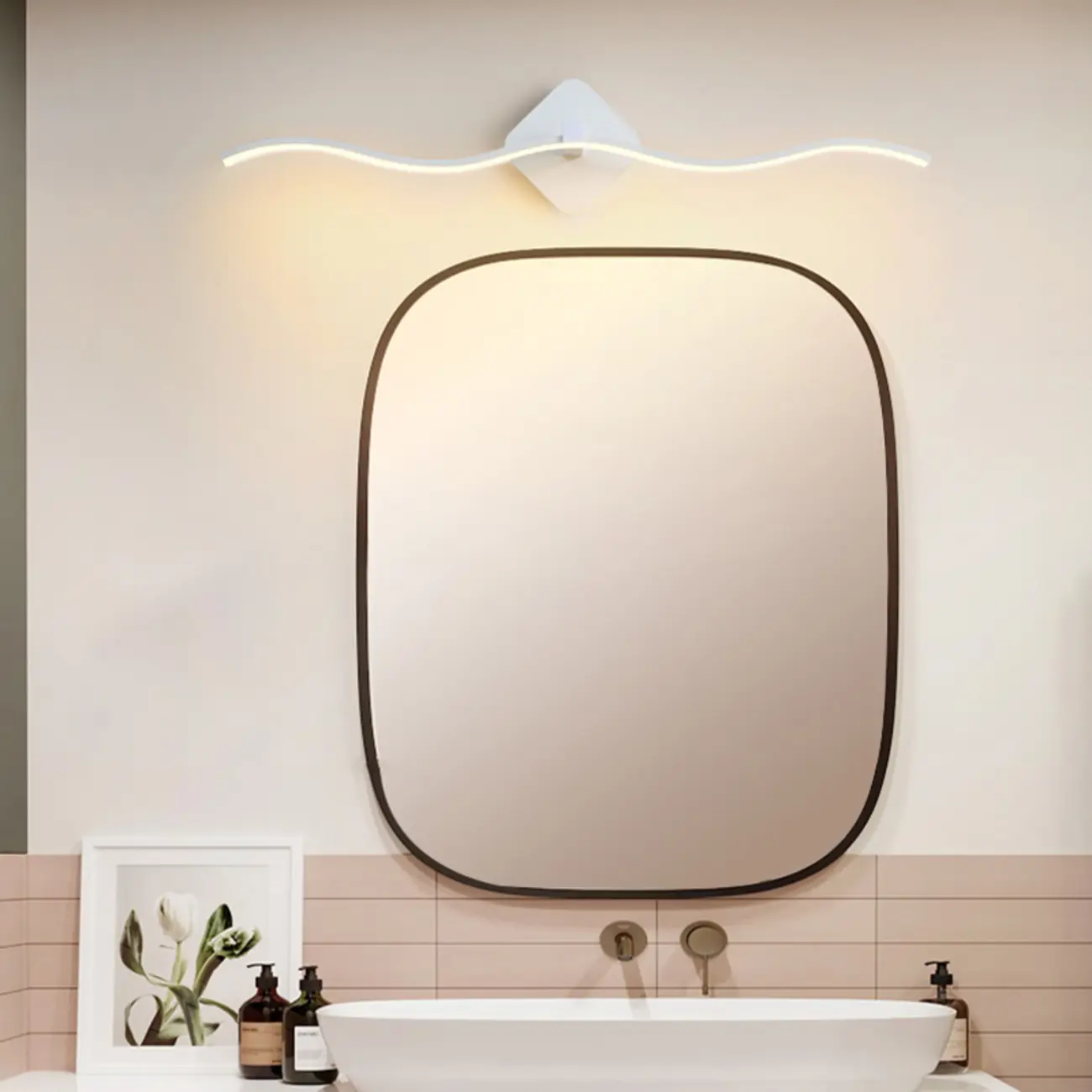 Modern Metal Wave Vanity Light with Integrated LED for Bathroom Image - 1 | homeyfad
