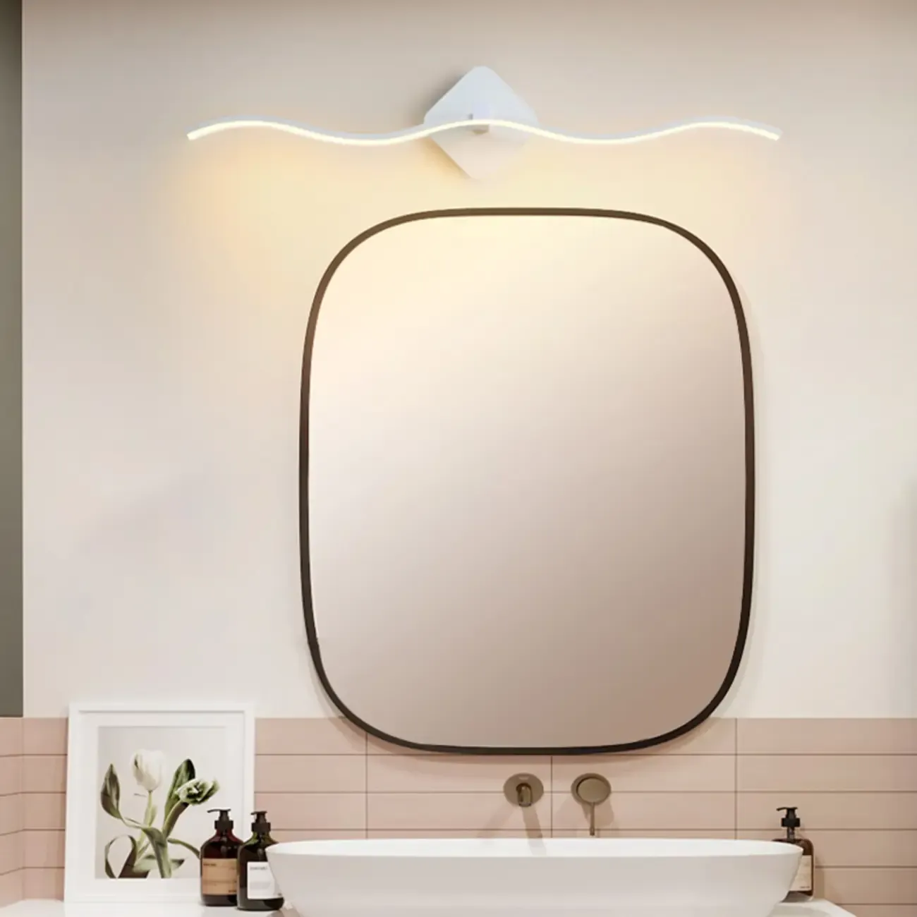 Modern Metal Wave Vanity Light with Integrated LED for Bathroom Image - 1