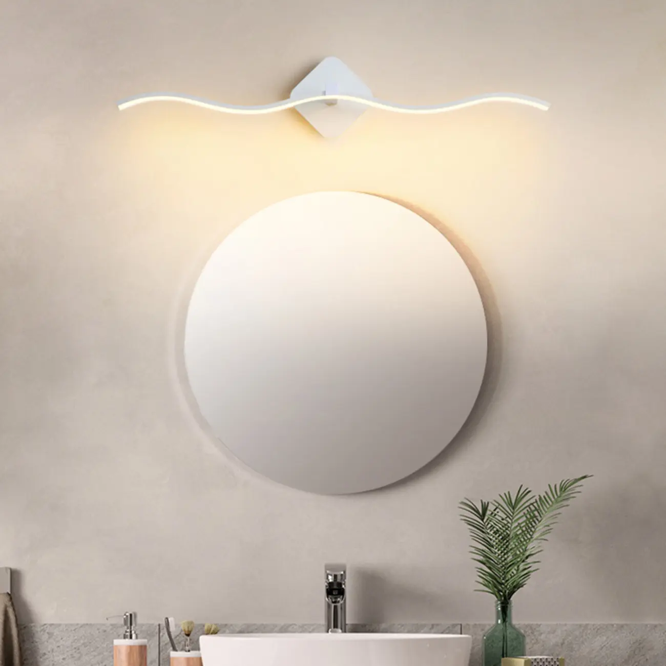 Modern Metal Wave Vanity Light with Integrated LED for Bathroom Image - 2 | homeyfad