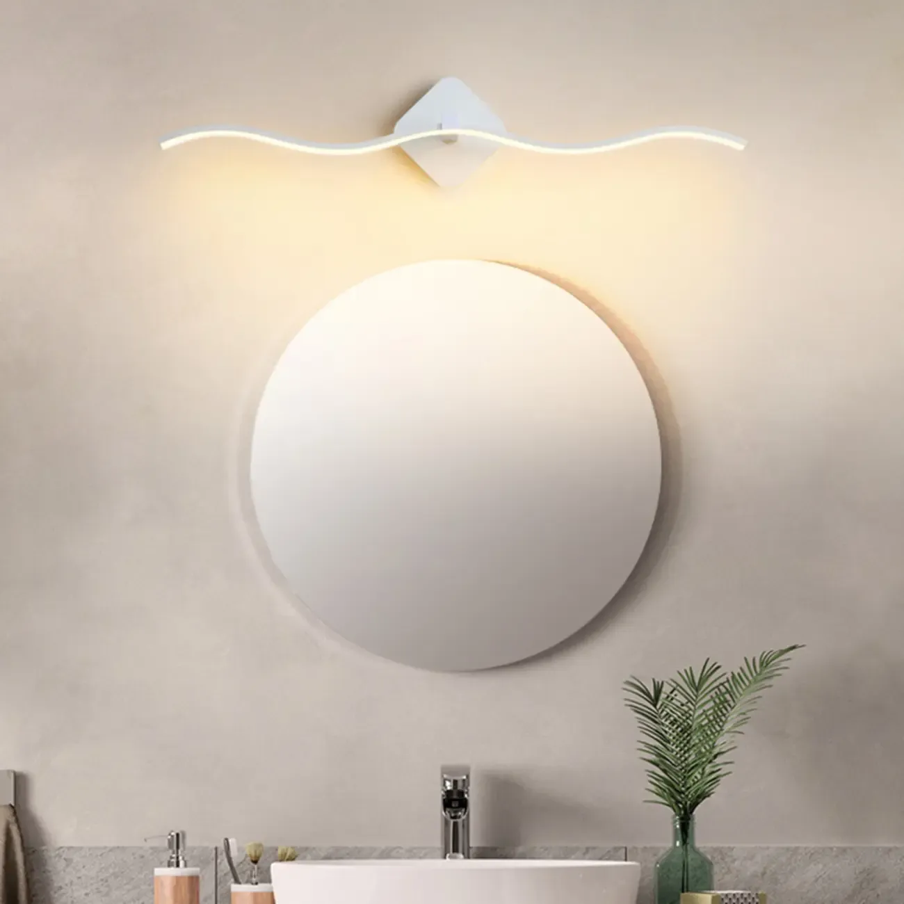 Modern Metal Wave Vanity Light with Integrated LED for Bathroom Image - 2