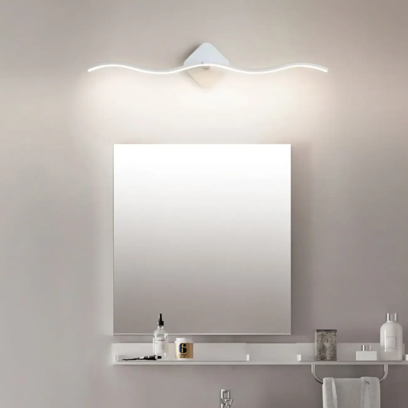 Modern Metal Wave Vanity Light with Integrated LED for Bathroom Image - 3