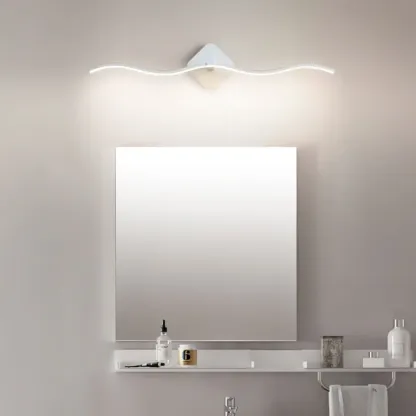 Modern Metal Wave Vanity Light with Integrated LED for Bathroom Image - 3