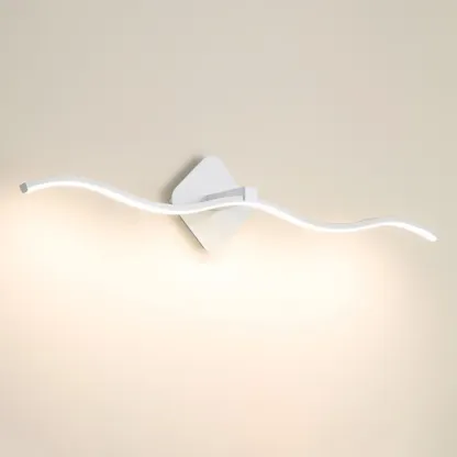 Modern Metal Wave Vanity Light with Integrated LED for Bathroom Image - 9