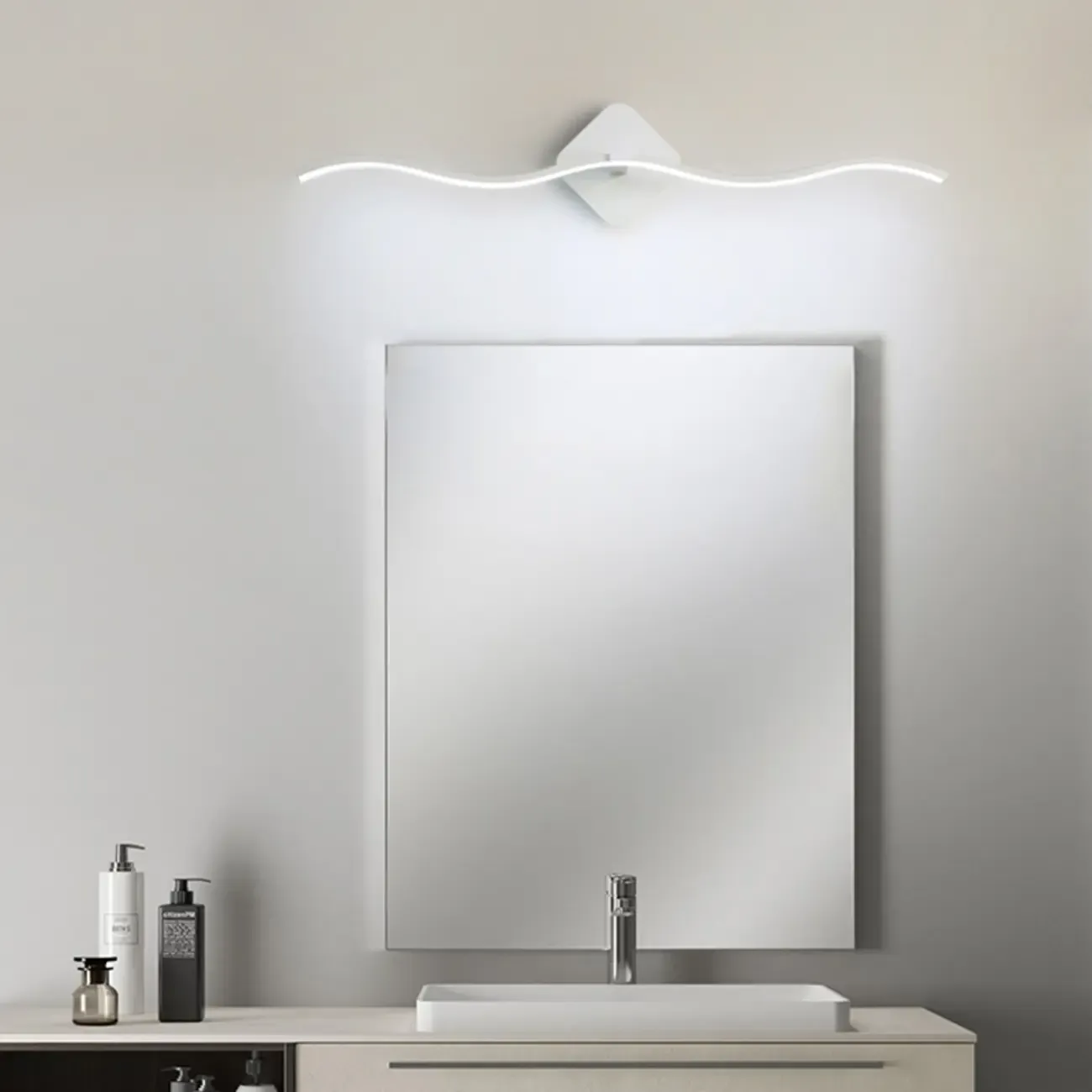 Modern Metal Wave Vanity Light with Integrated LED for Bathroom Image - 14