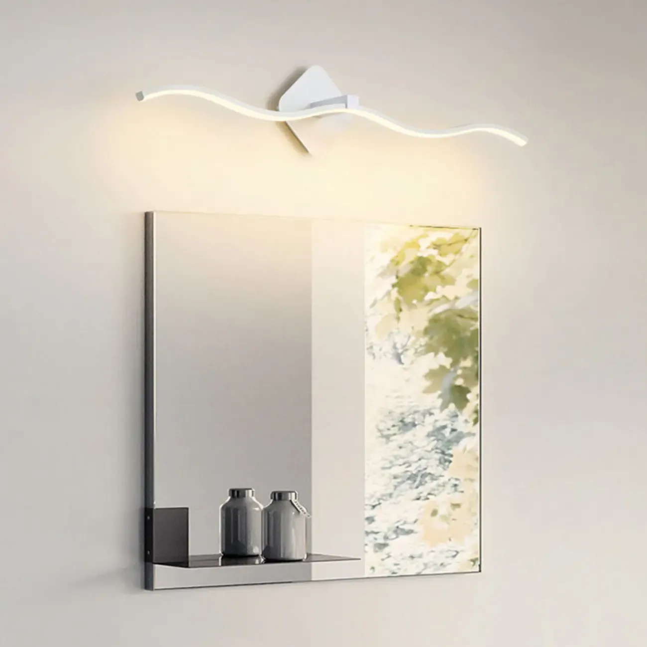 Modern Metal Wave Vanity Light with Integrated LED for Bathroom Image - 4