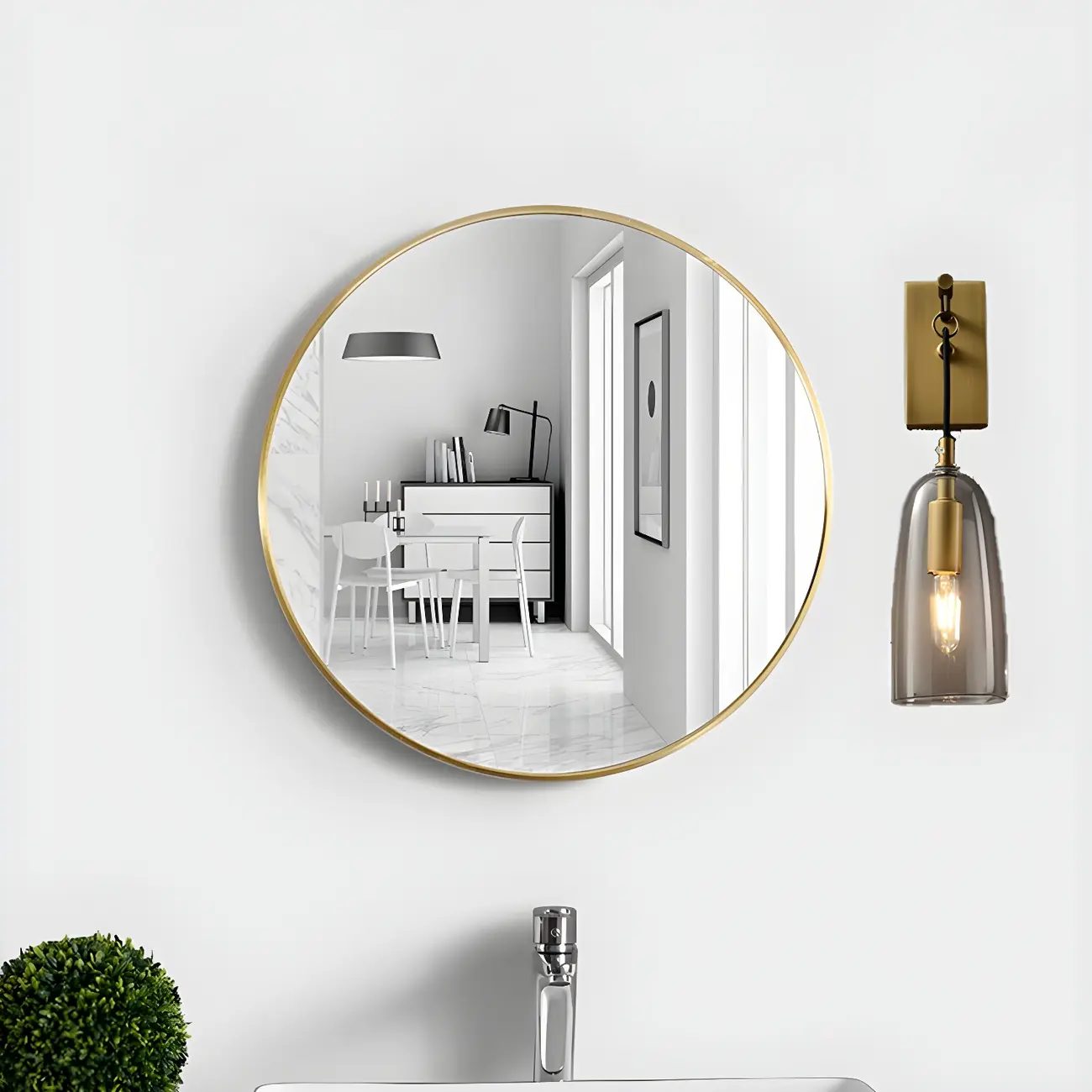 Gold Geometric Vanity Light with Clear Glass Shade | homeyfad