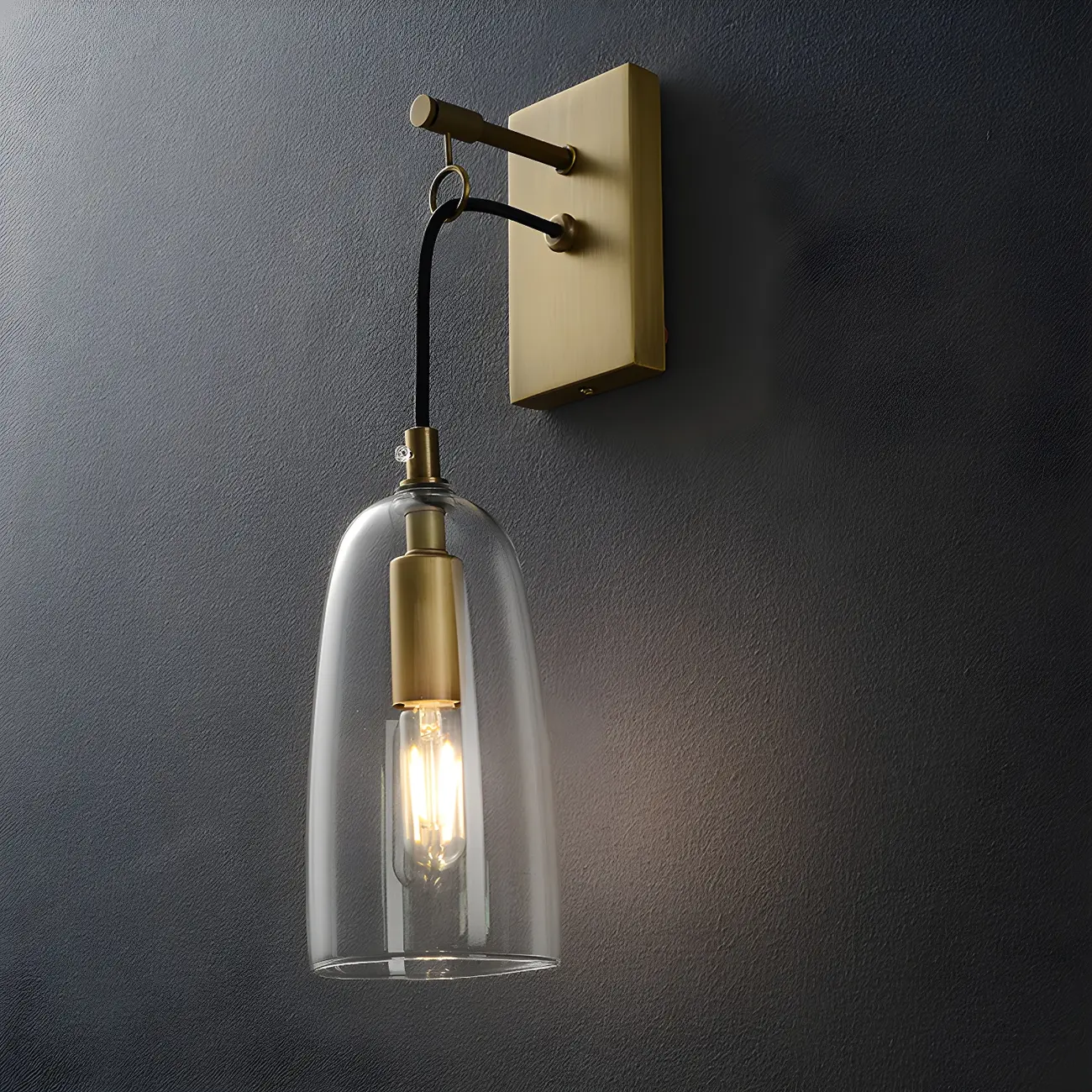 Gold Geometric Vanity Light with Clear Glass Shade | homeyfad