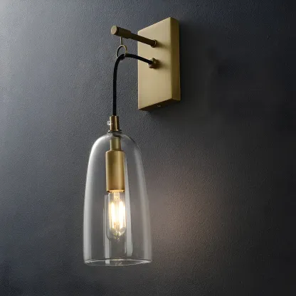 Gold Geometric Vanity Light with Clear Glass Shade