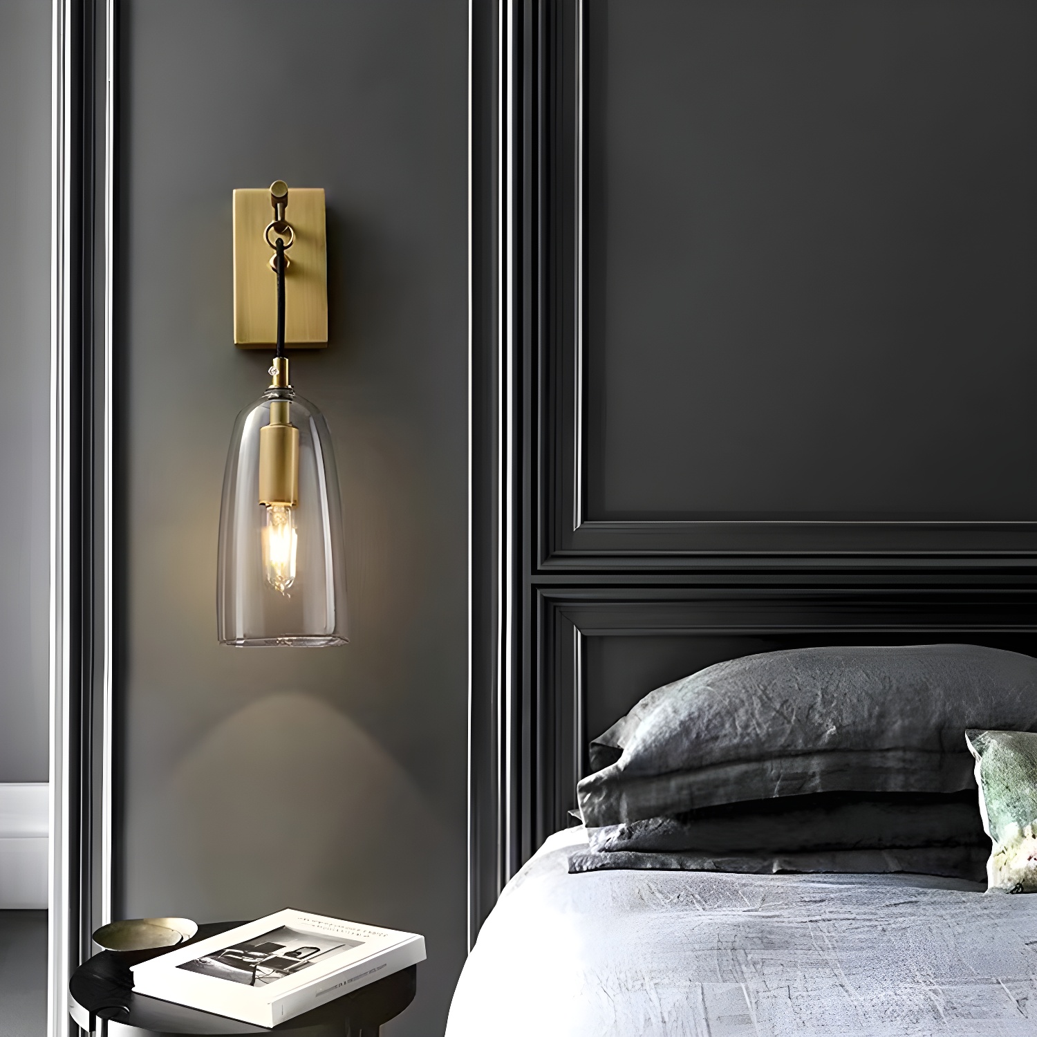 Gold Geometric Vanity Light with Clear Glass Shade | homeyfad