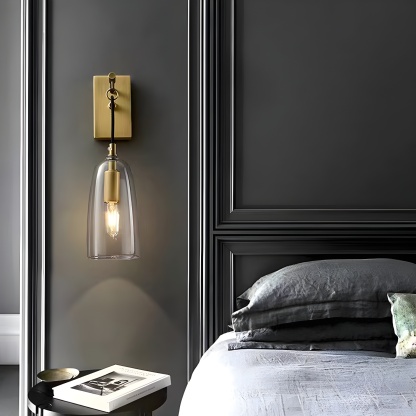 Gold Geometric Vanity Light with Clear Glass Shade