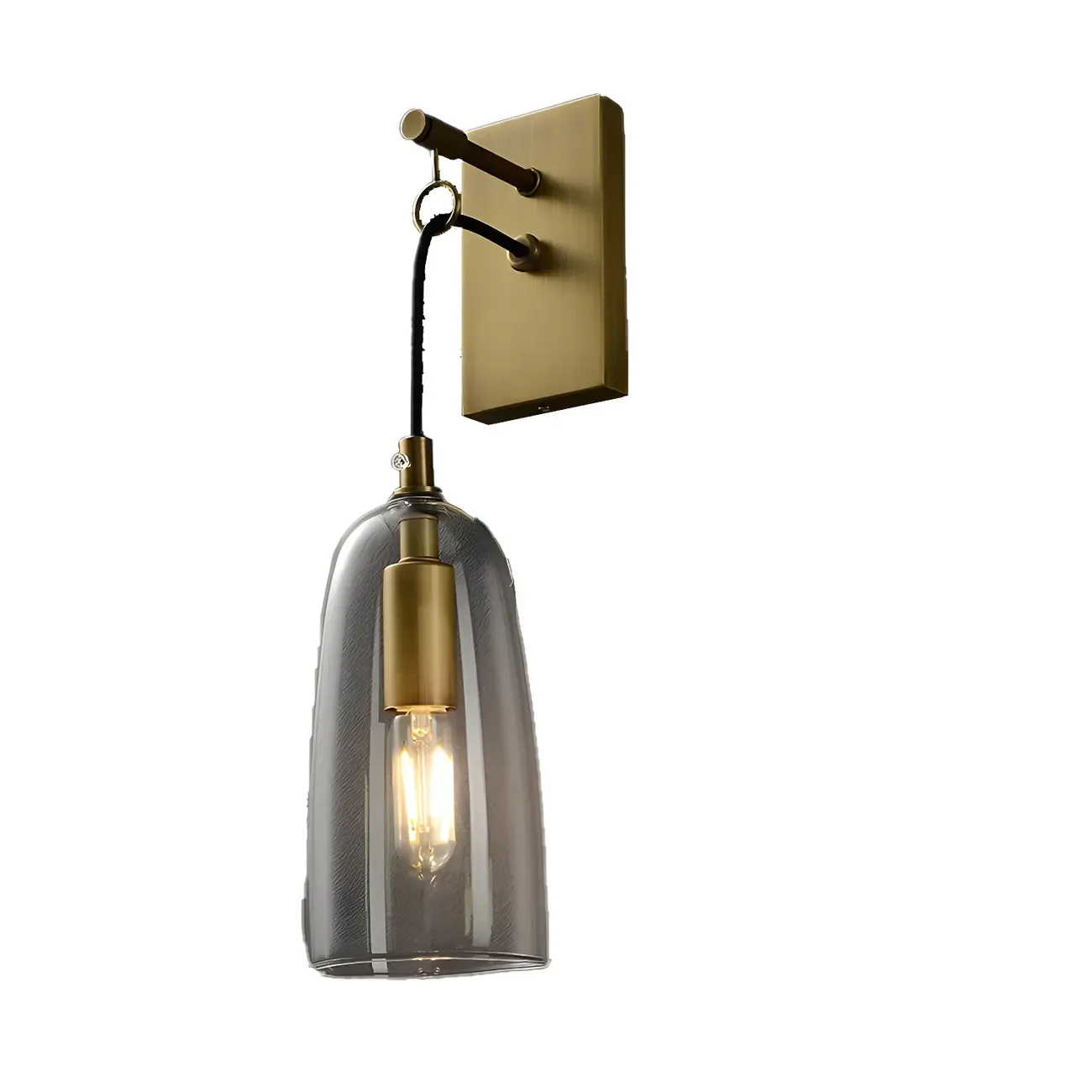 Gold Geometric Vanity Light with Clear Glass Shade