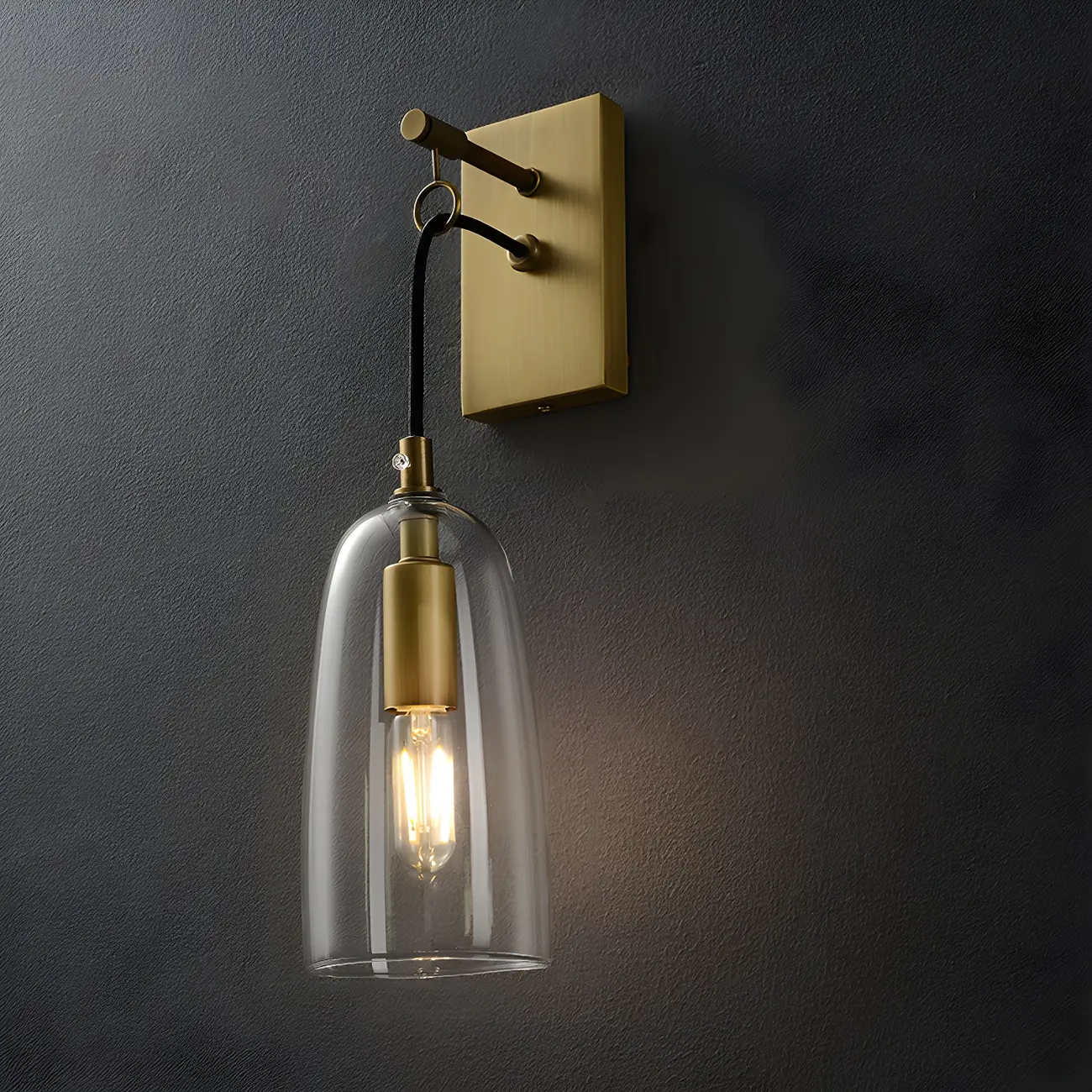 Gold Geometric Vanity Light with Clear Glass Shade | homeyfad