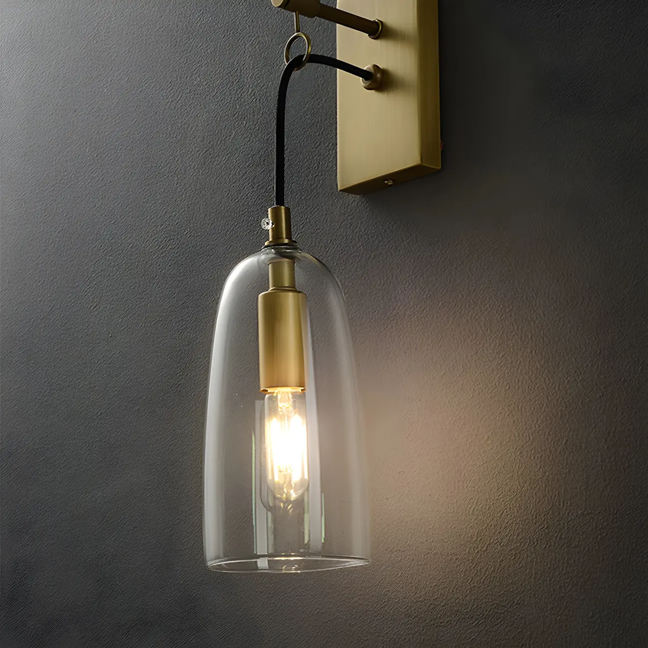 Gold Geometric Vanity Light with Clear Glass Shade | homeyfad