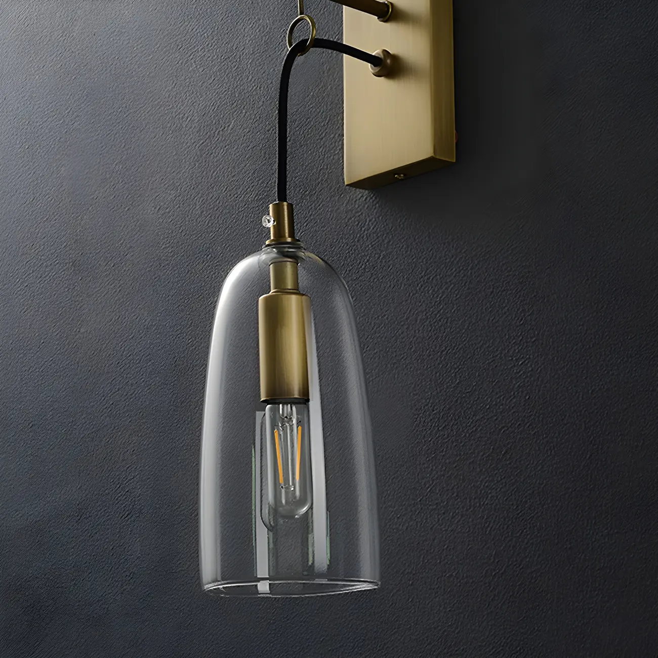 Gold Geometric Vanity Light with Clear Glass Shade | homeyfad