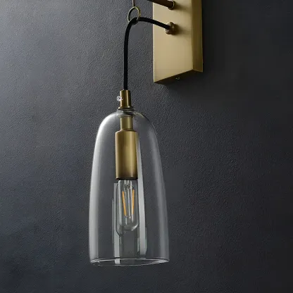 Gold Geometric Vanity Light with Clear Glass Shade