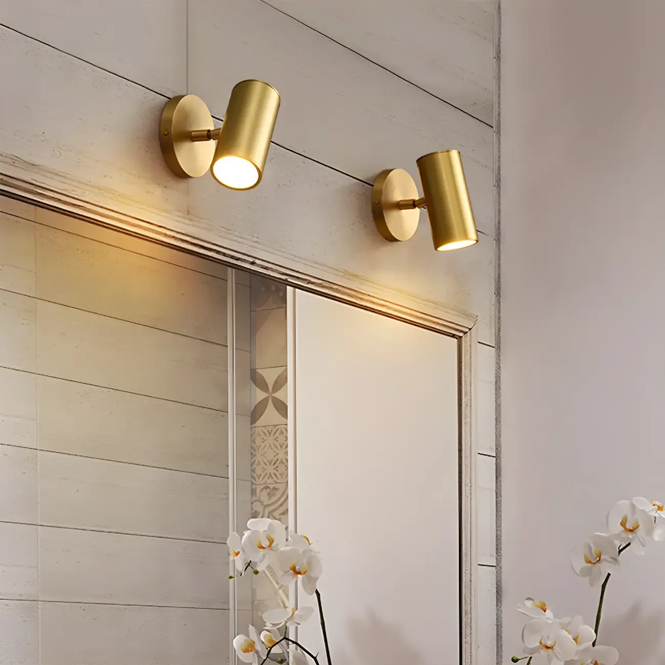 Stylish Metal Vanity Light with Copper Shade for Bathroom Image - 1