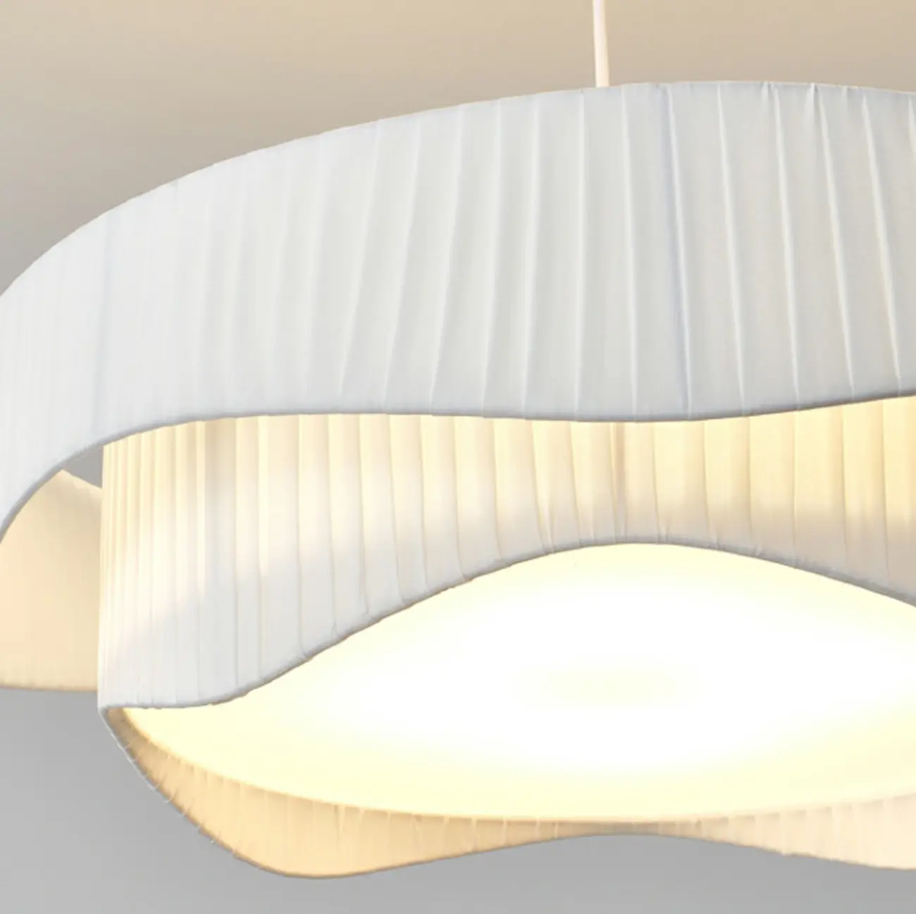 Modern White Tier Fabric Drum Chandelier with Adjustable Height Image - 13 | homeyfad