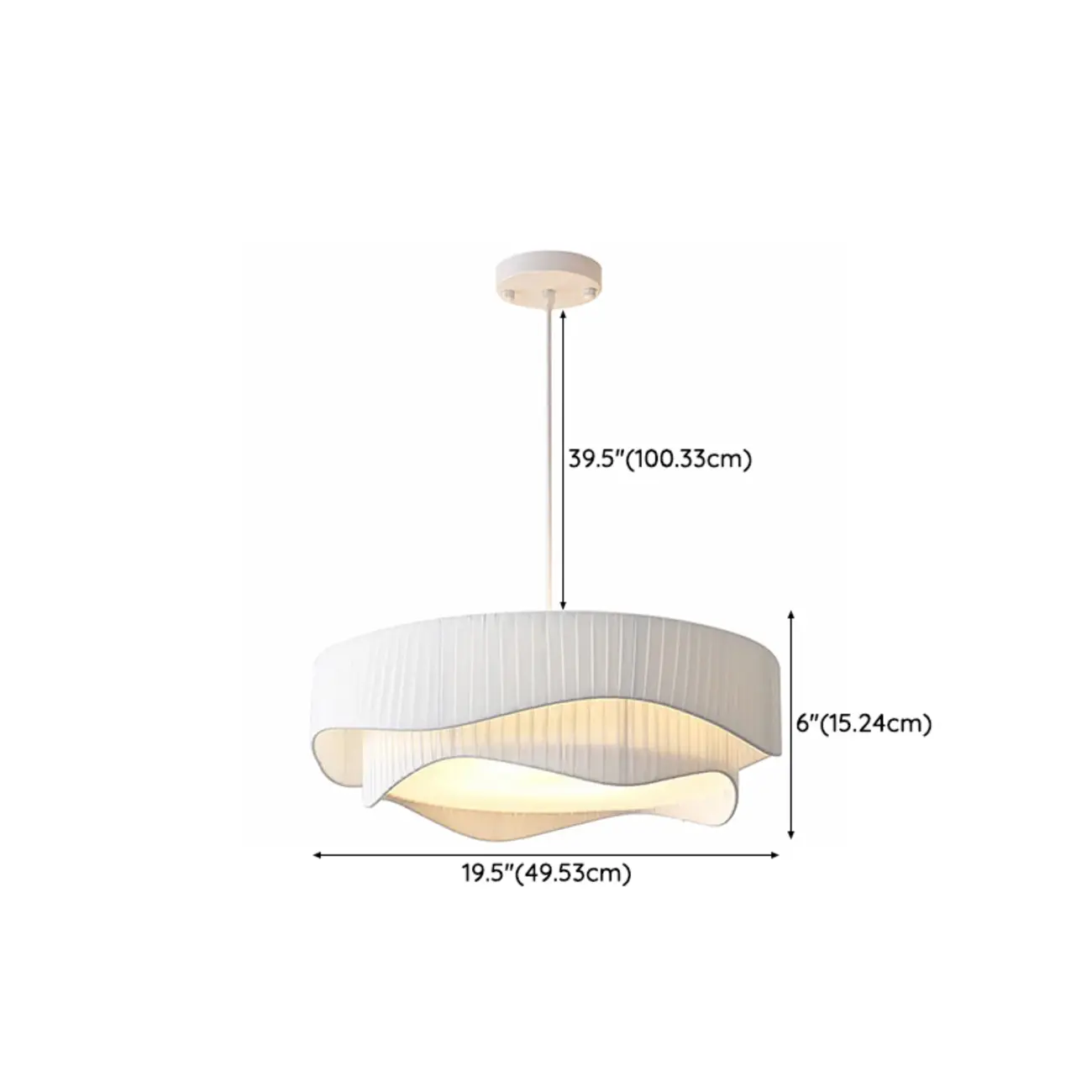 Modern White Tier Fabric Drum Chandelier with Adjustable Height #size | homeyfad