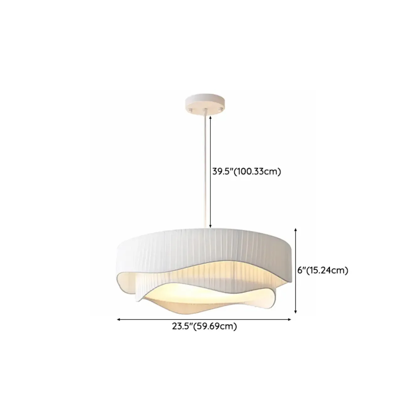 Modern White Tier Fabric Drum Chandelier with Adjustable Height Image - 15