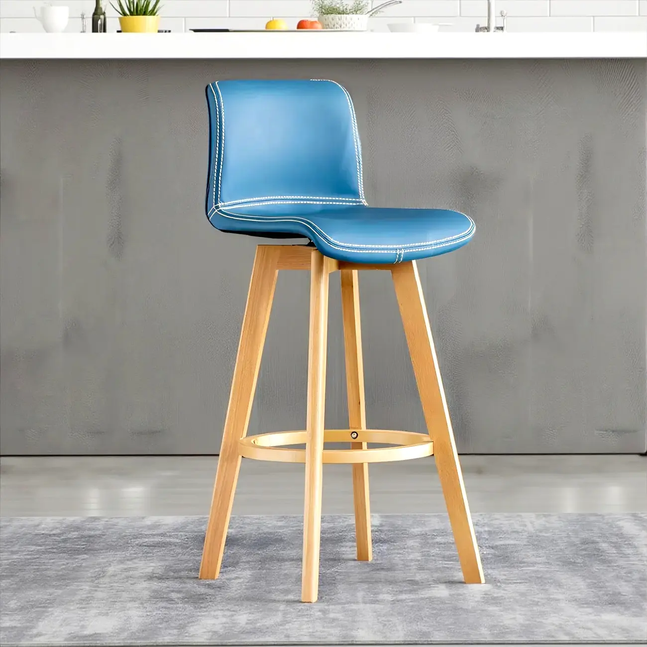 Saddle Leather Counter Height Low Back Swivel Bar Stools Image - 2 | homeyfad