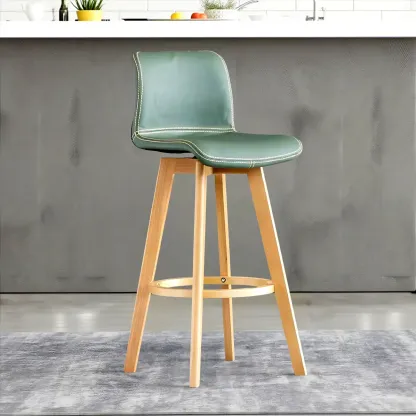 Saddle Leather Counter Height Low Back Swivel Bar Stools Image - 6