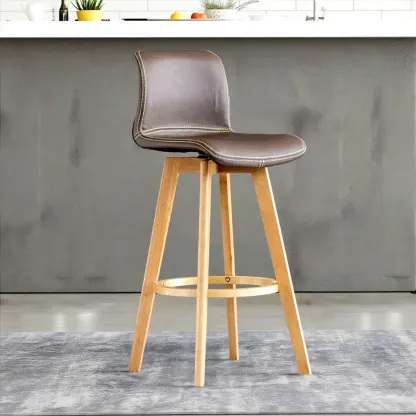 Saddle Leather Counter Height Low Back Swivel Bar Stools Image - 13