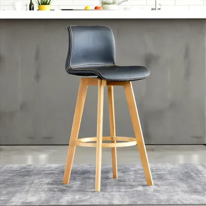 Saddle Leather Counter Height Low Back Swivel Bar Stools Image - 15