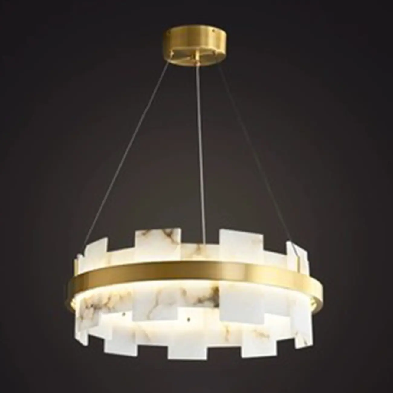 Luxury Circular Metal Geometric Modern Alabaster Chandelier Image - 2 | homeyfad