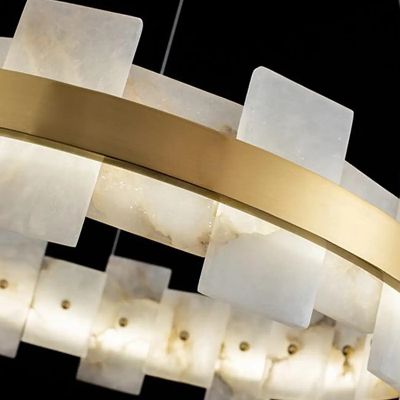 Luxury Circular Metal Geometric Modern Alabaster Chandelier Image - 9 | homeyfad