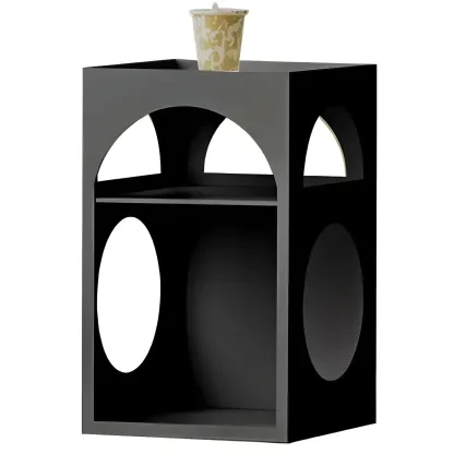 Narrow Cream Yellow Metal Arched Open Storage Nightstand Image - 10