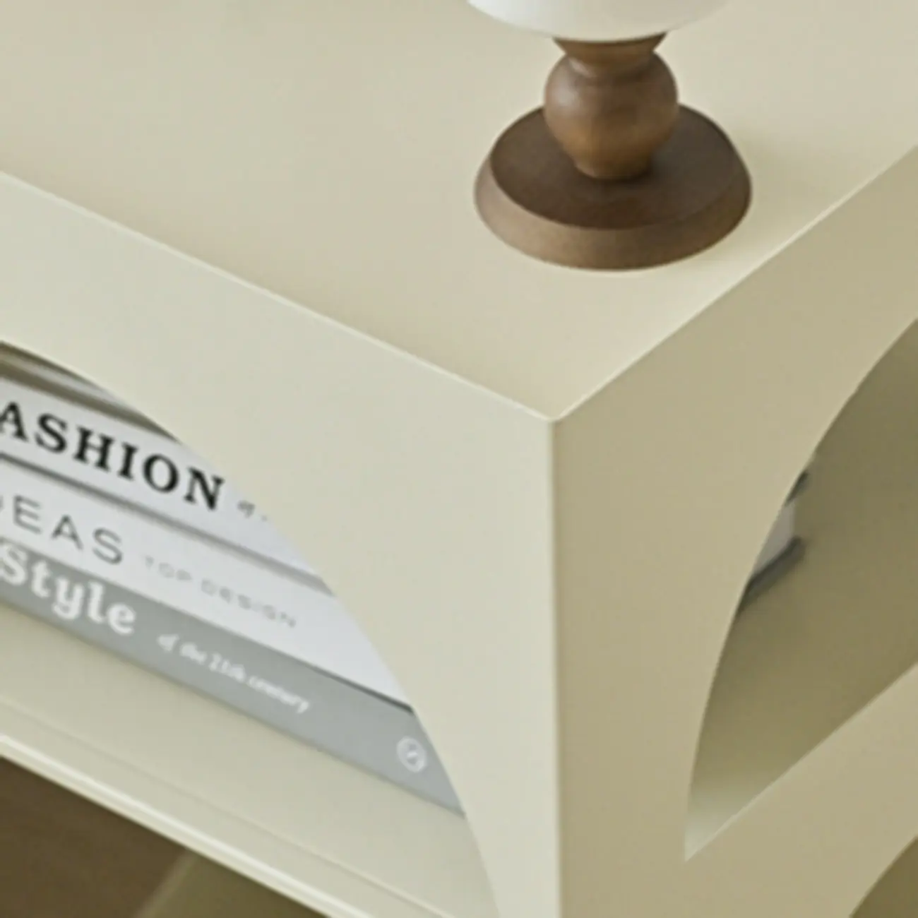 Narrow Cream Yellow Metal Arched Open Storage Nightstand Image - 11 | homeyfad