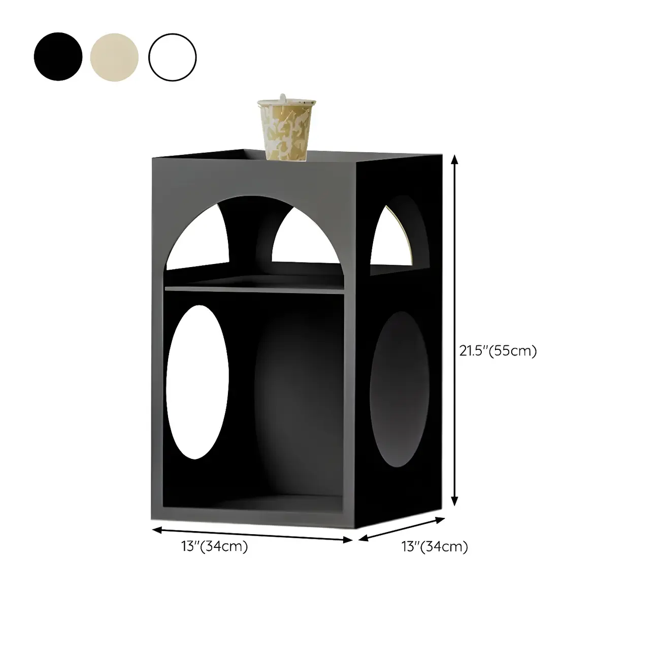 Narrow Cream Yellow Metal Arched Open Storage Nightstand #size | homeyfad