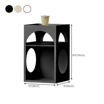 Narrow Cream Yellow Metal Arched Open Storage Nightstand #size