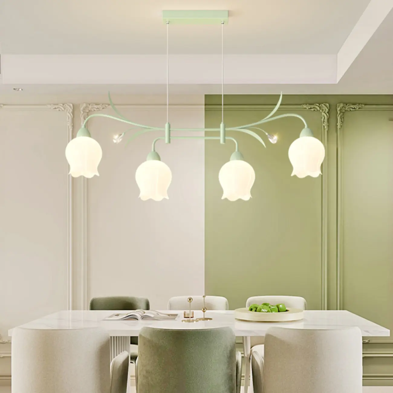 Modern Large Green Glass Bell Pendant Lights for Kitchen Image - 1 | homeyfad