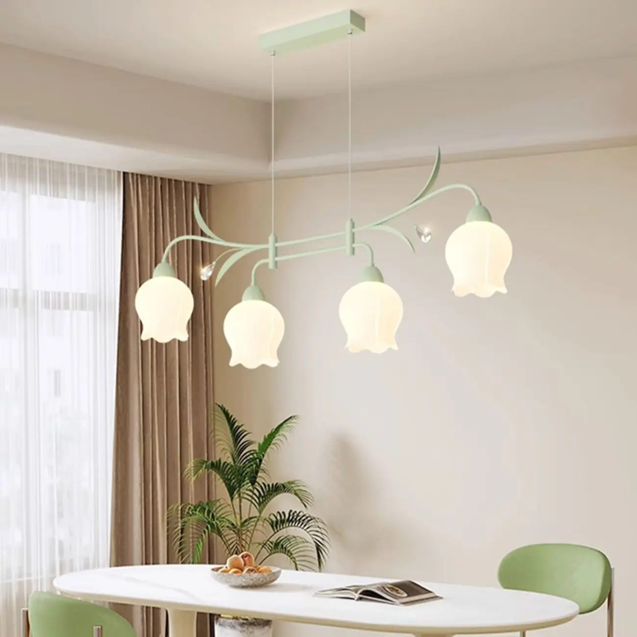 Modern Large Green Glass Bell Pendant Lights for Kitchen Image - 4 | homeyfad