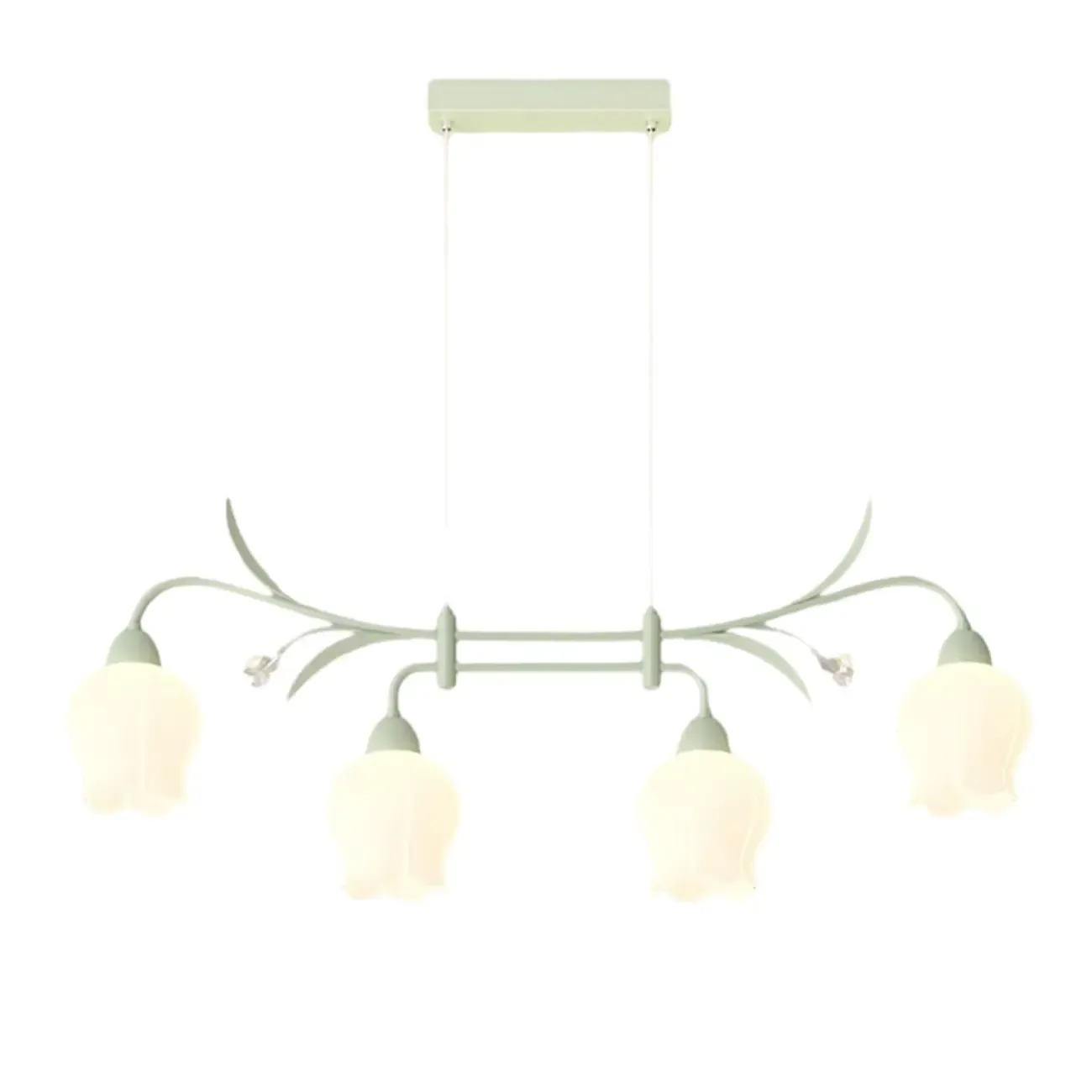 Modern Large Green Glass Bell Pendant Lights for Kitchen Image - 5