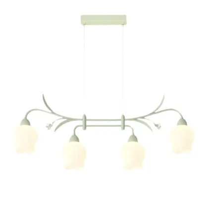 Modern Large Green Glass Bell Pendant Lights for Kitchen Image - 5