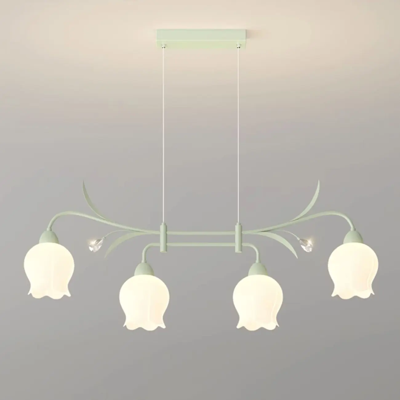 Modern Large Green Glass Bell Pendant Lights for Kitchen Image - 6 | homeyfad