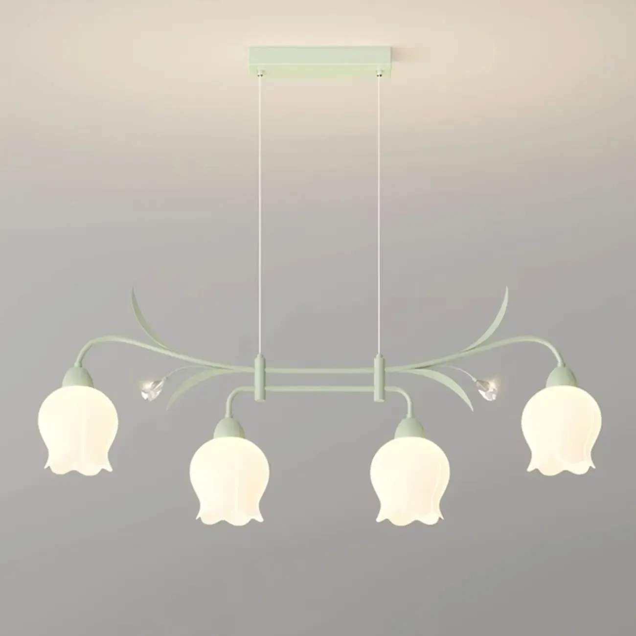 Modern Large Green Glass Bell Pendant Lights for Kitchen Image - 6