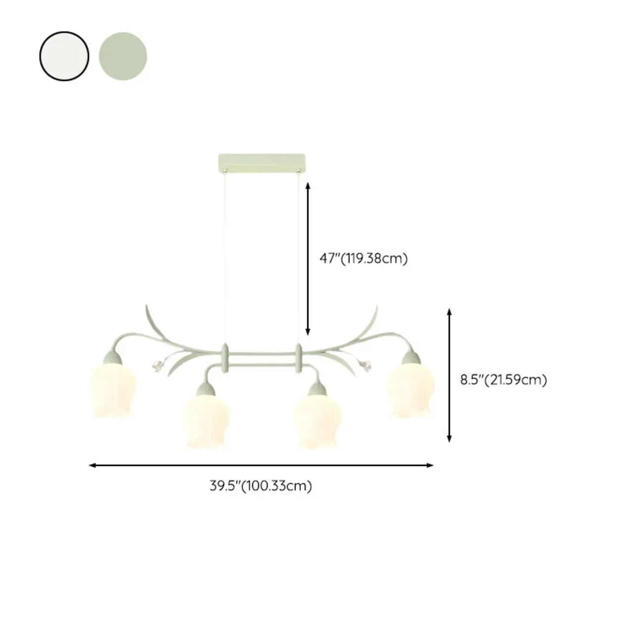 Modern Large Green Glass Bell Pendant Lights for Kitchen #size