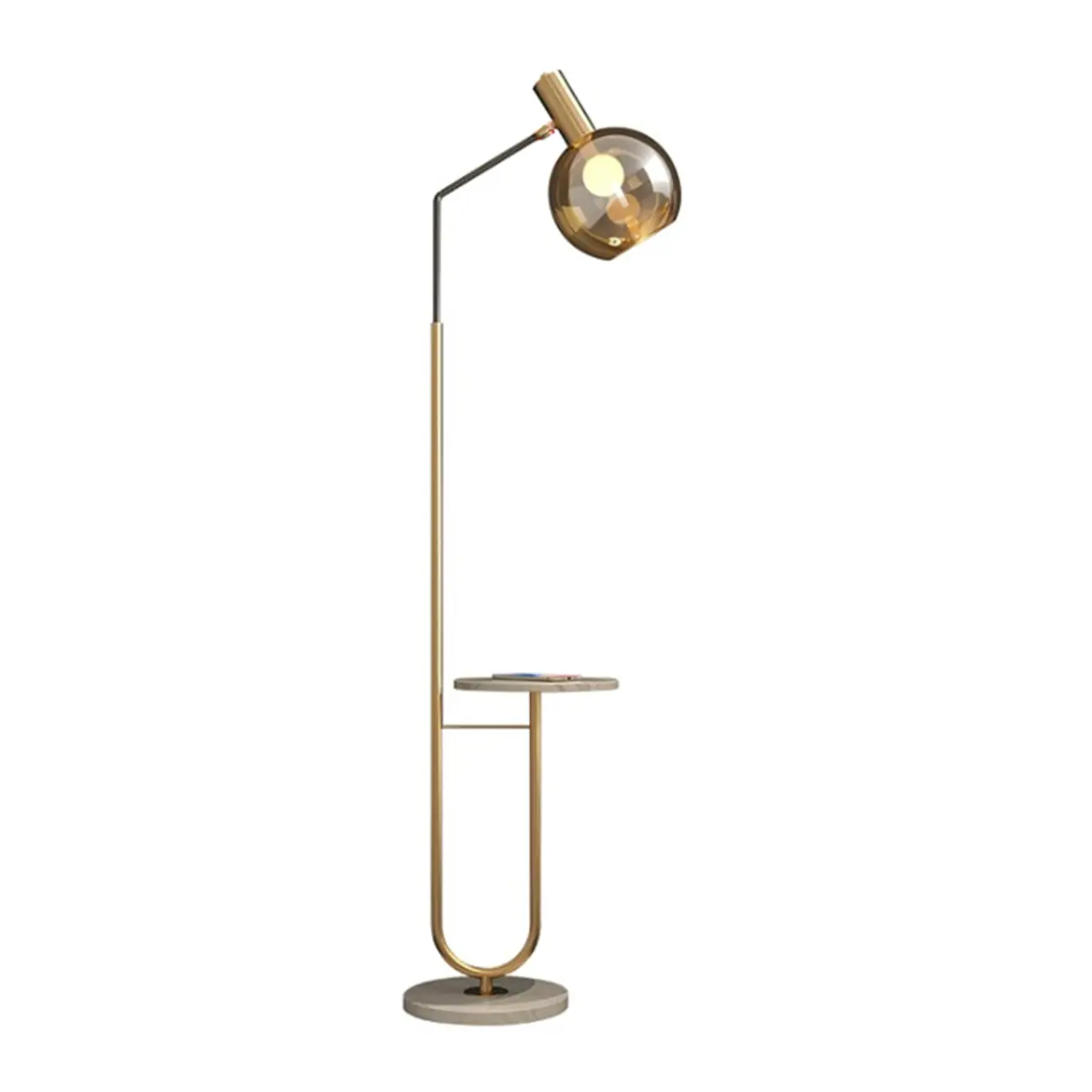 Modern Metal Globe Glass Arc Floor Lamp with Table | homeyfad
