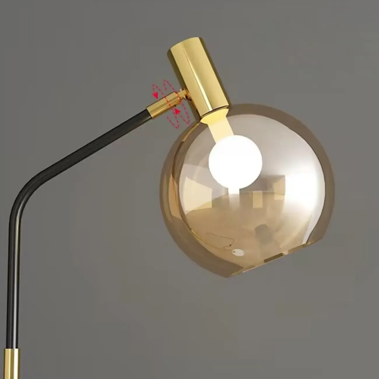Modern Metal Globe Glass Arc Floor Lamp with Table