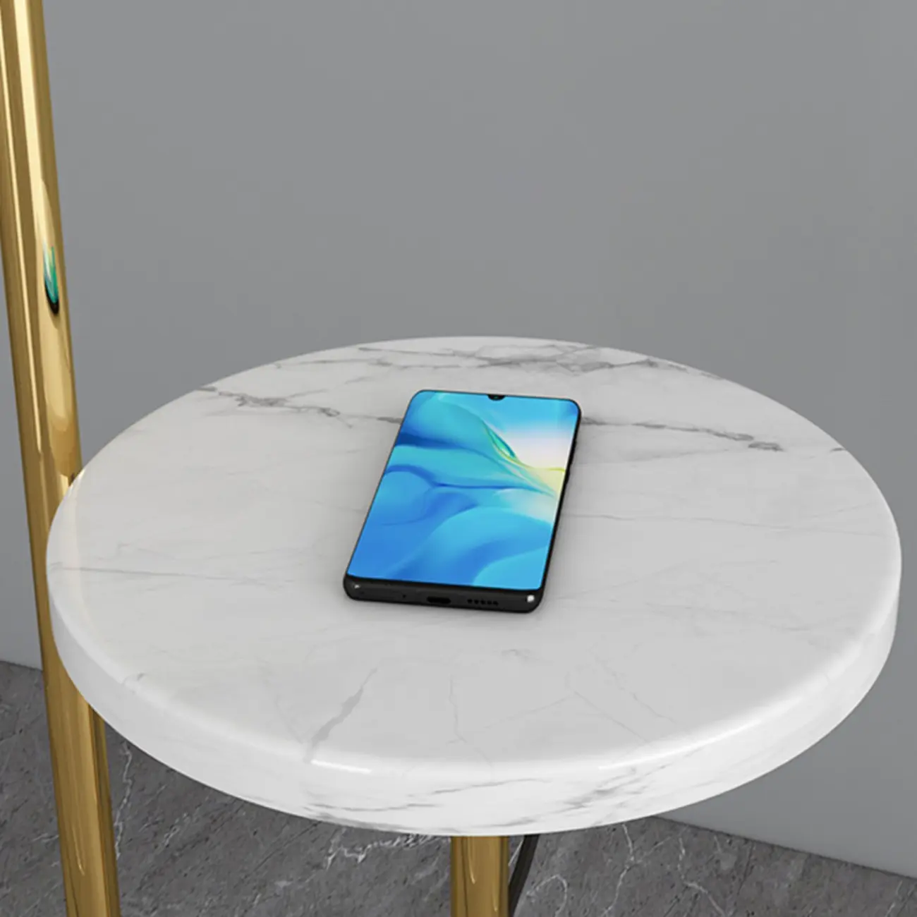 Modern Metal Globe Glass Arc Floor Lamp with Table | homeyfad