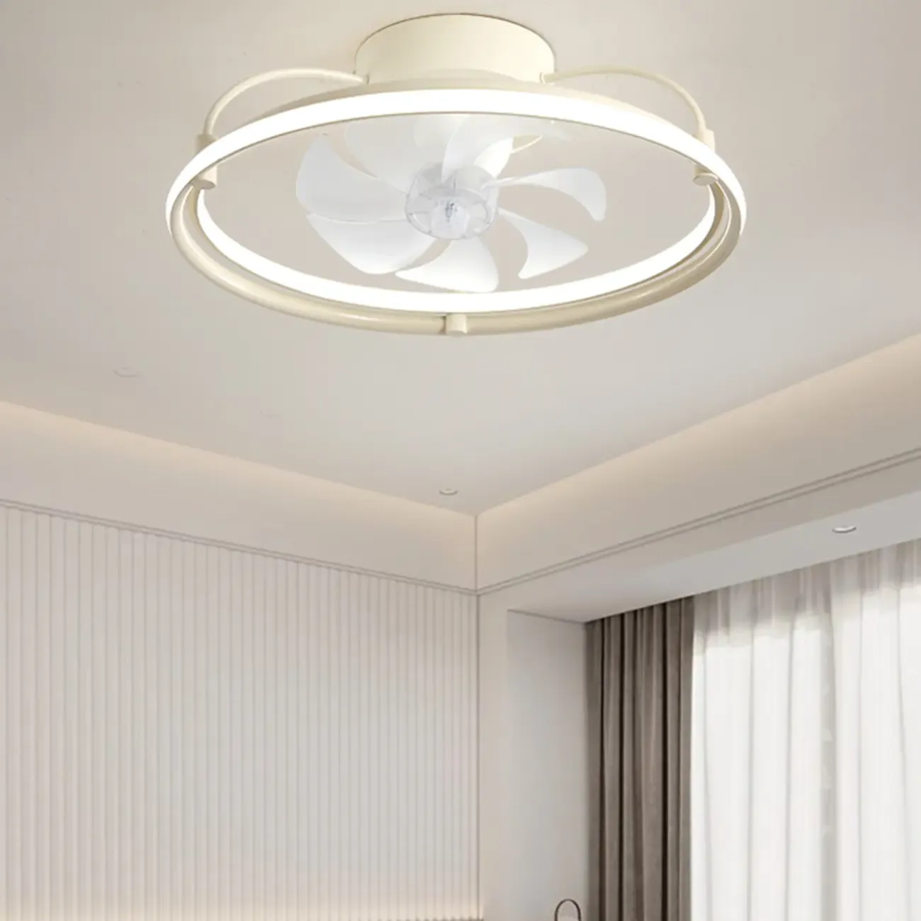 22.5-Inch Simple White Flush Mount Ceiling Fan with Light Remote - HomeyFad
